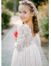 Ivory Lace Classic Flower Girl Dress First Communion Dress